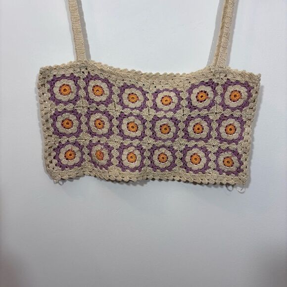 Zara crochet daisy top size xs/s granny square print - Picture 3 of 10